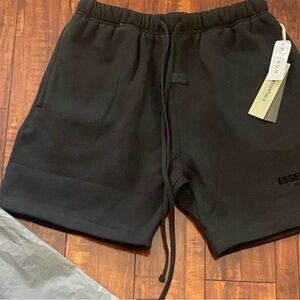 Essentials Men’s Black Athletic Fleece Drawstring Shorts